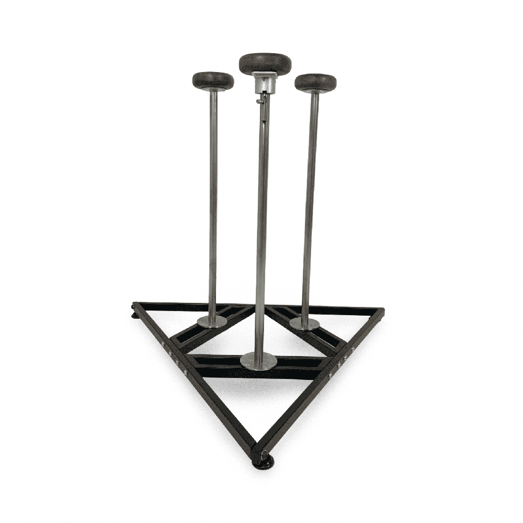 Handstand canes on collapsible triangular platform